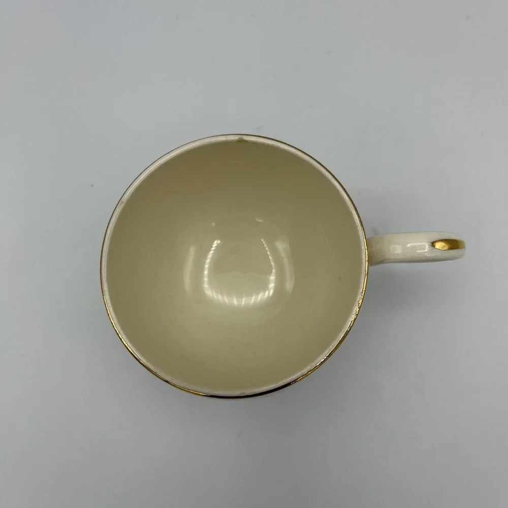 Vintage Homer Laughlin Demitasse Cup Saucer Eggshell Dogwood Floral Gold USA‎